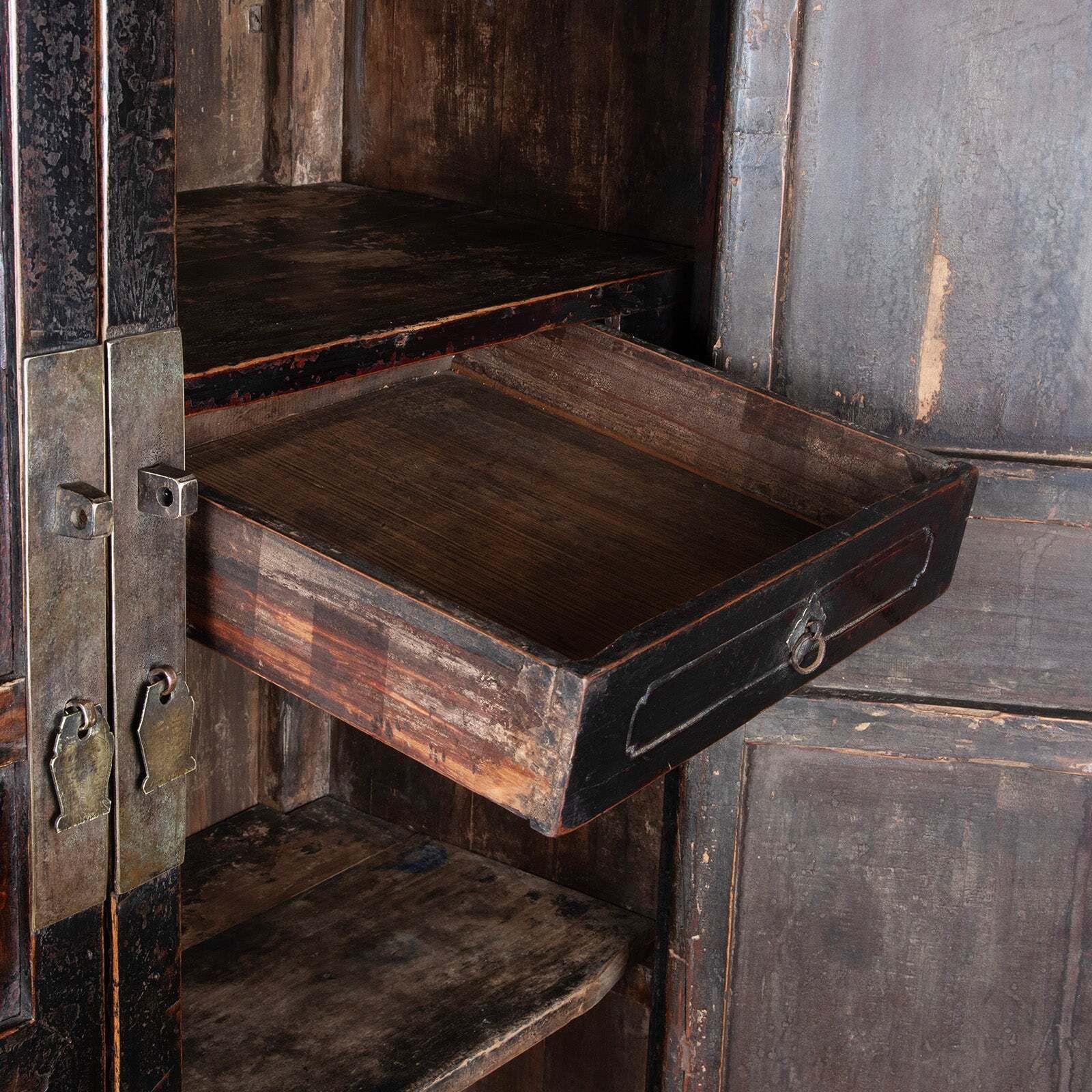 Antique Carved Chinese Cabinet From Shanxi  19th Century photo Furniture