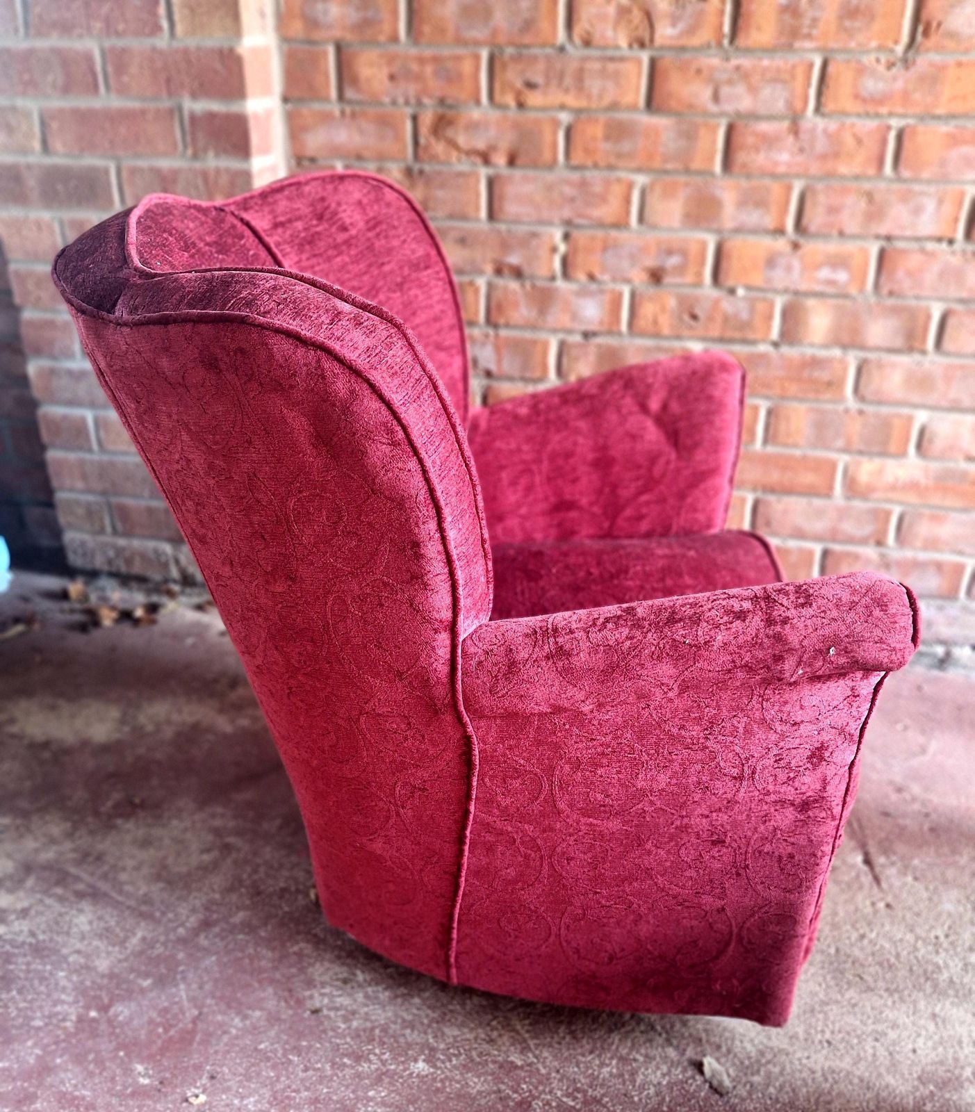 Vintage Mid Century Armchair In Rich Burgundy Fabric photo furniture