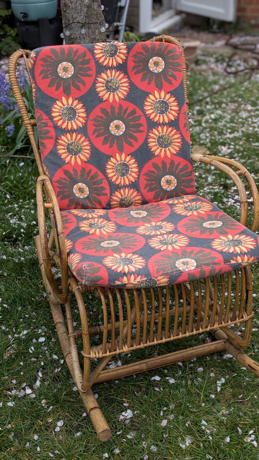 Bamboo Cane Rocking Chair, Franco Albini Style photo vinterior