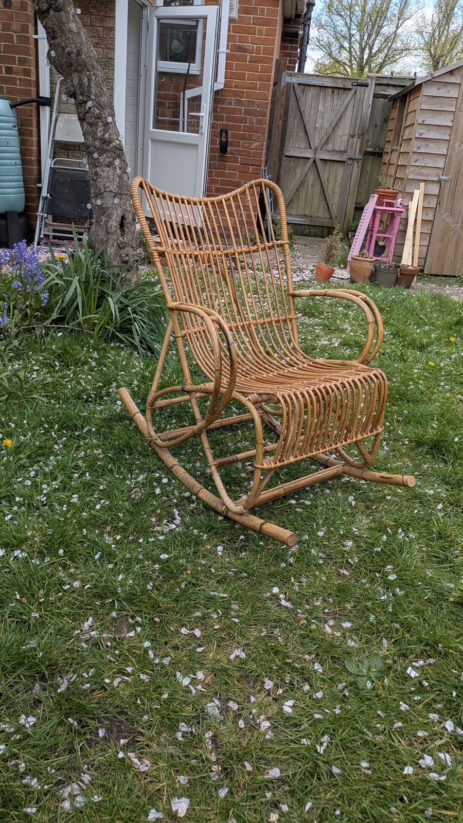 photo for sale Bamboo Cane Rocking Chair, Franco Albini Style