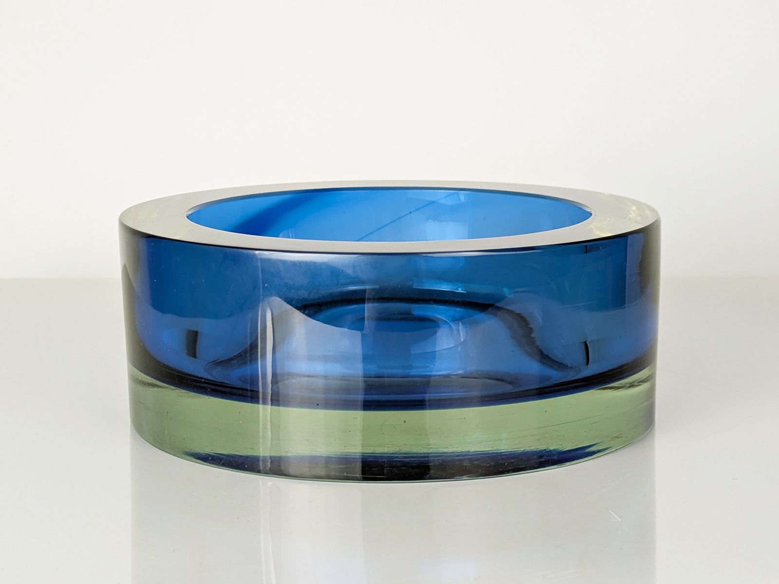 Murano Blue & Clear Sommerso Glass Centerpiece By Seguso photo furniture