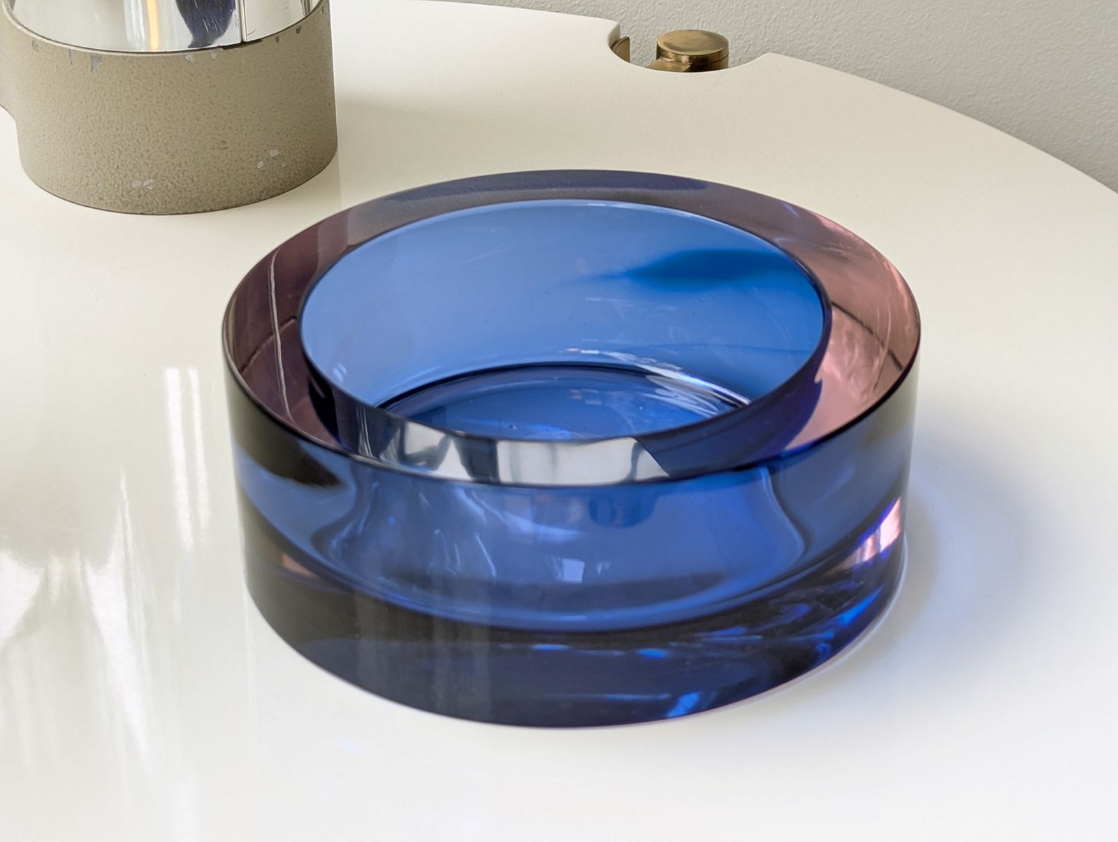 Murano Blue & Clear Sommerso Glass Centerpiece By Seguso photo for sale