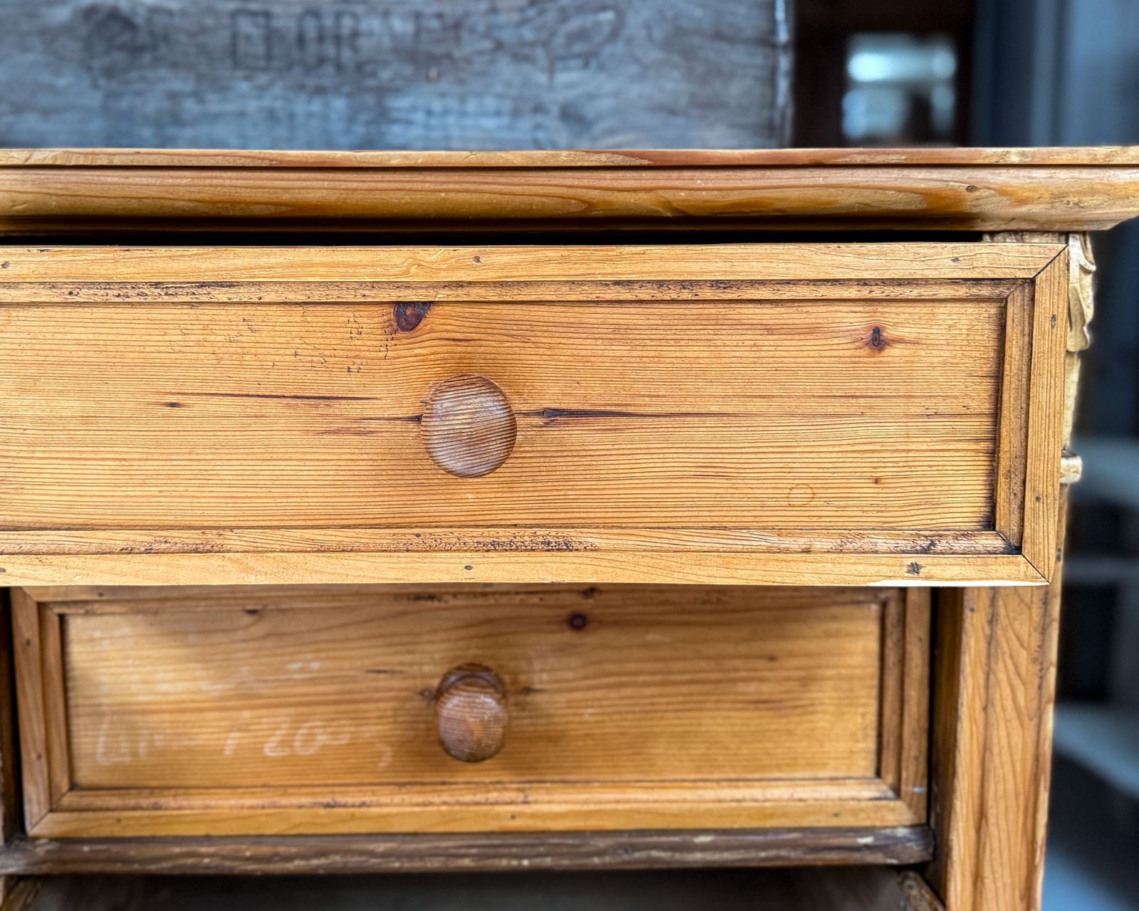Large Antique Dutch Pine Haberdashery Bank Of Drawers Shelves photo vinterior