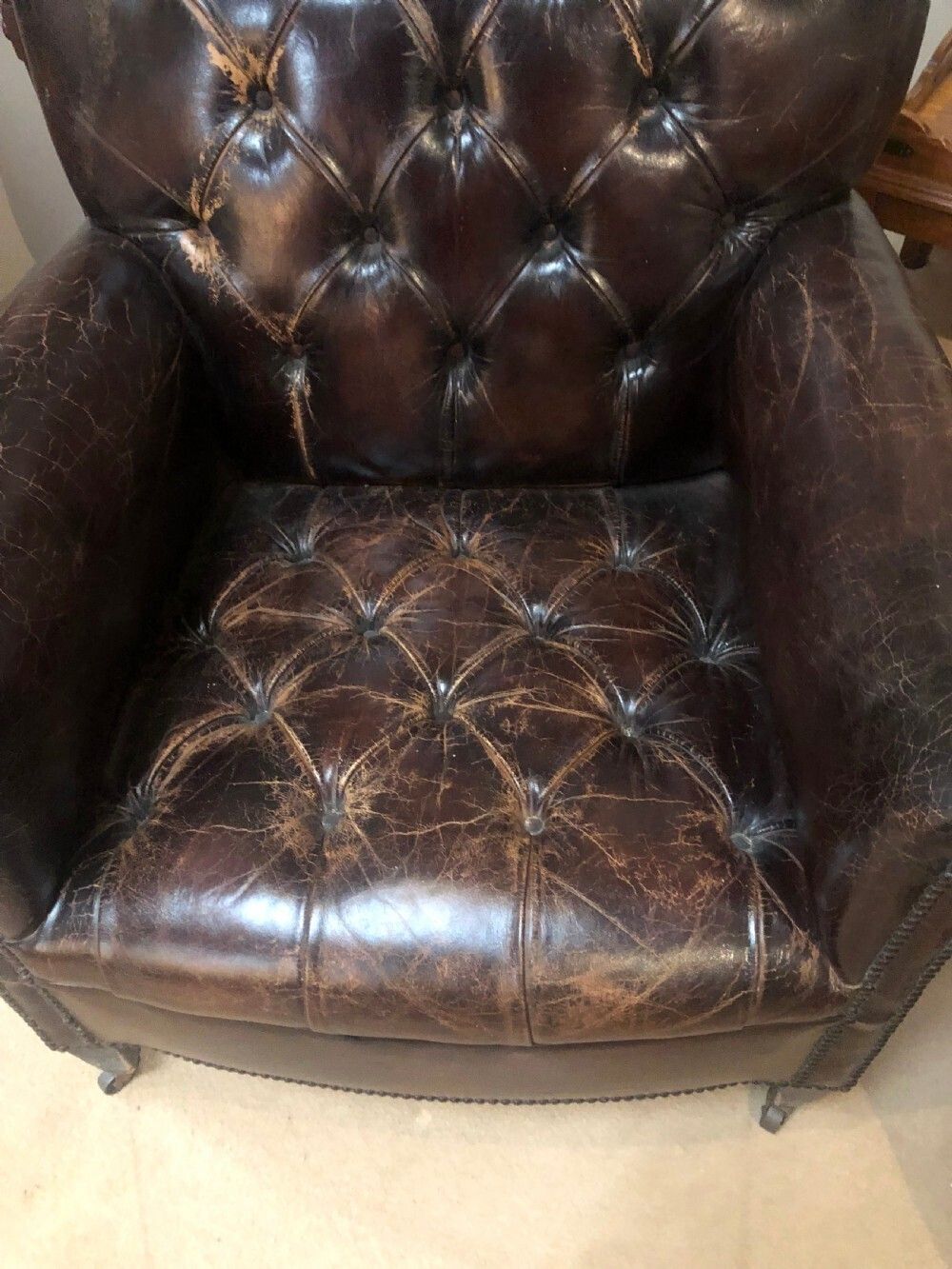 Pair Of Edwardian Antique Leather Club Chairs photo Furniture