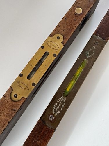Two J Rabone & Sons Large Wooden Spirit Levels 1930s Working Display photo buy