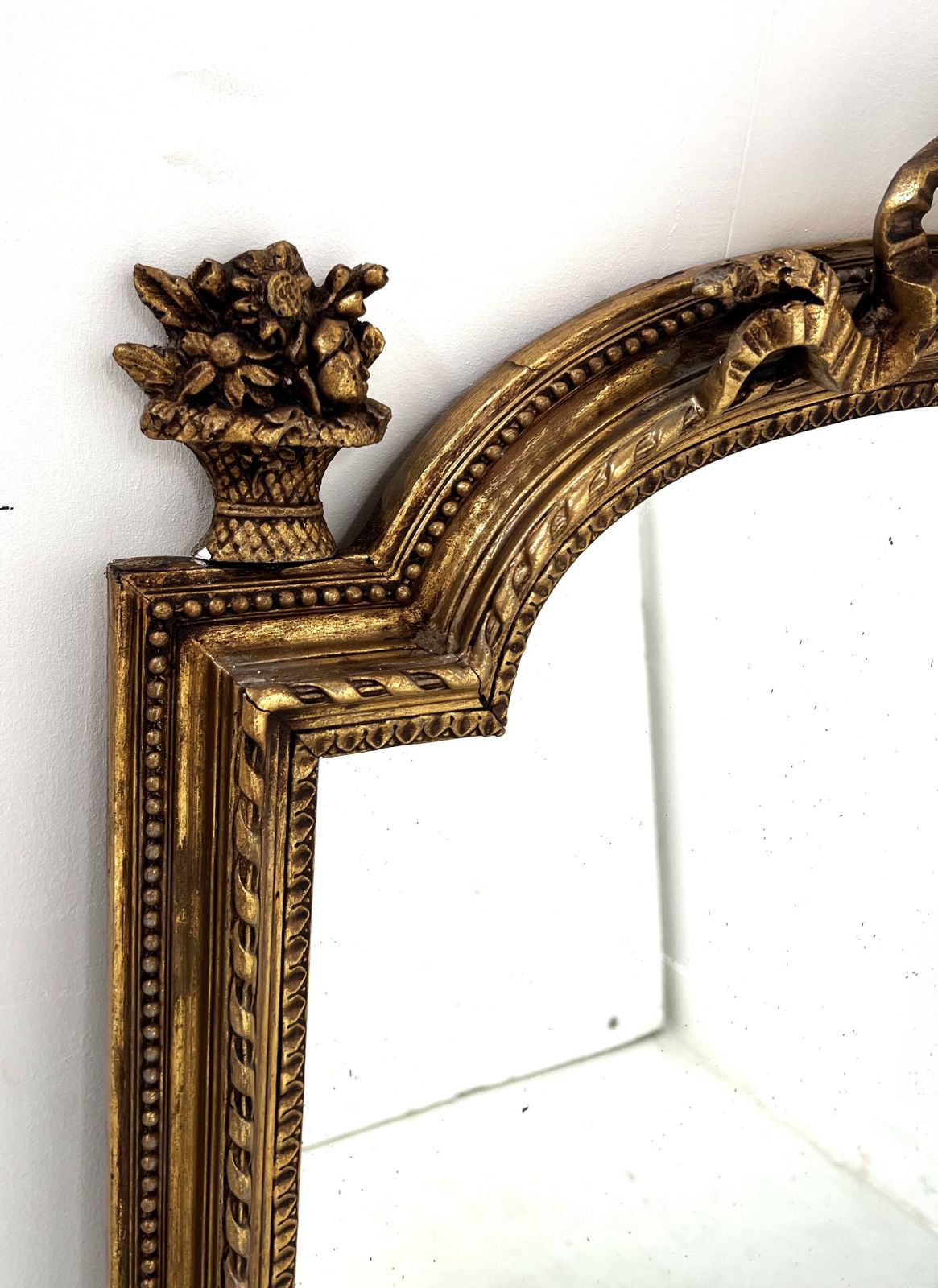 Louis XVI Style Mirror In Wood And Gilded Stucco, 19th Century photo for sale