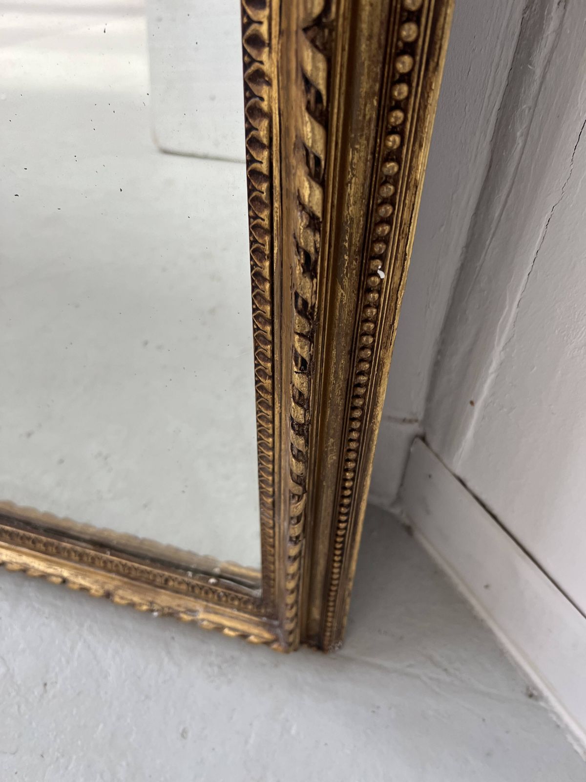 photo for sale Louis XVI Style Mirror In Wood And Gilded Stucco, 19th Century