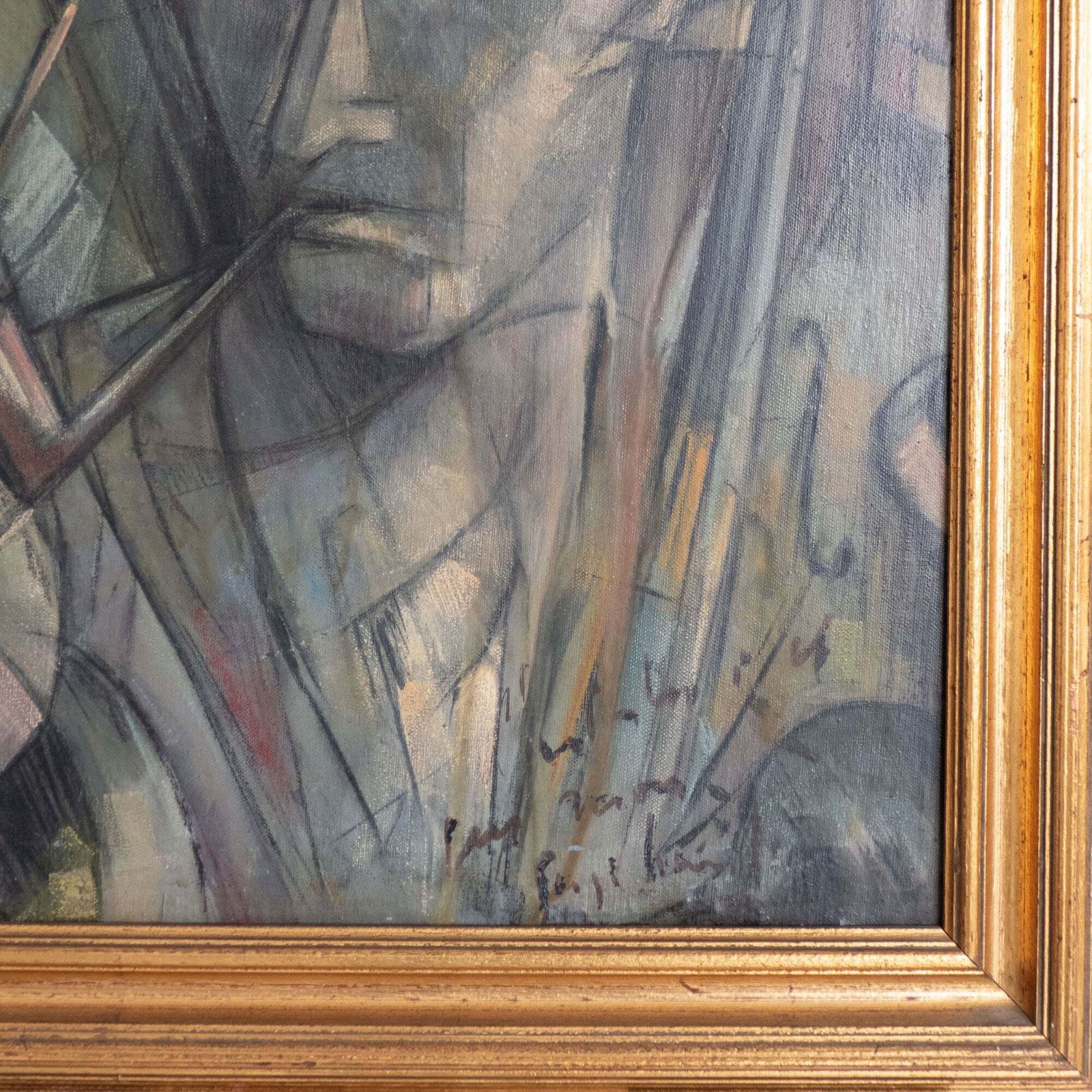 "The Artist And His World" – Mid Century Cubistisch Olieverfschilderij photo for sale