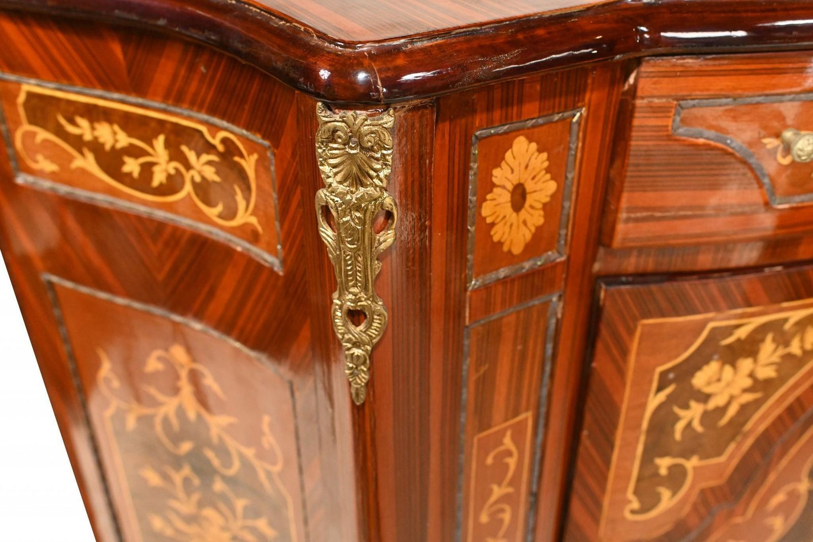 French Empire Cabinet Chest Marquetry Inlay photo vintage