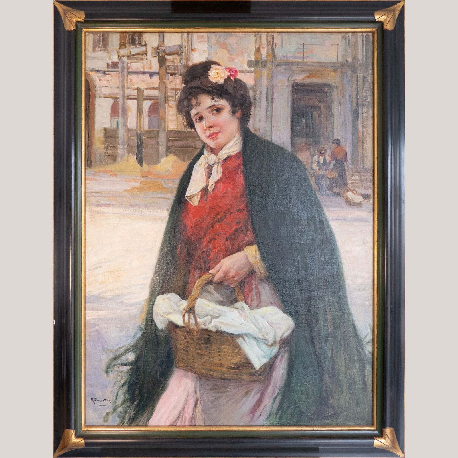The Flower Seller – 19th Century Oil Painting   Ricardo Brugada Y Panizo (1867 1919) photo for sale