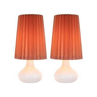 White Holmegaard Glass Table Lamps By Kyllä Svanlund, 1960s, Denmark, Set Of 2