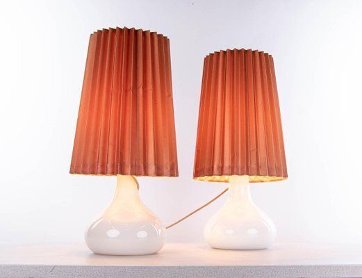 photo furniture White Holmegaard Glass Table Lamps By Kyllä Svanlund, 1960s, Denmark, Set Of 2