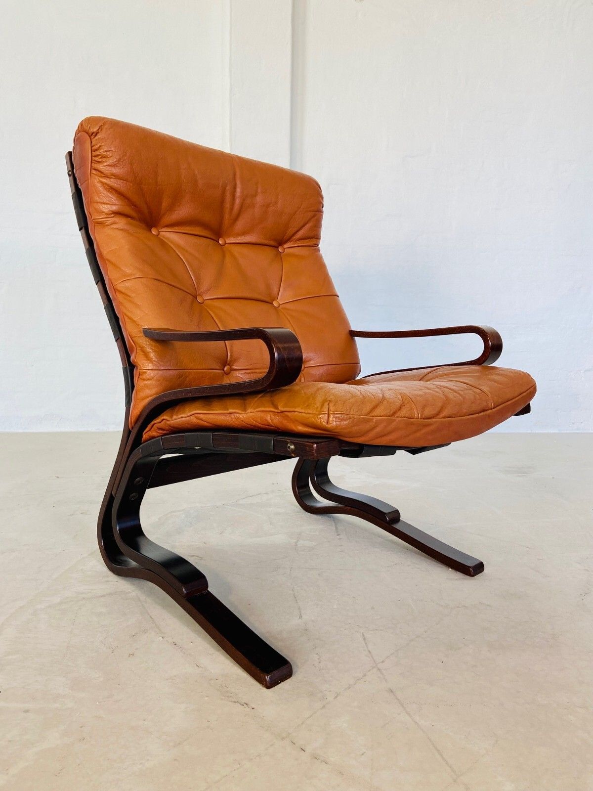 Vintage Mid Century Scandinavian (Oddvin Rykken)  Cognac Leather  Chair 1960s photo Furniture