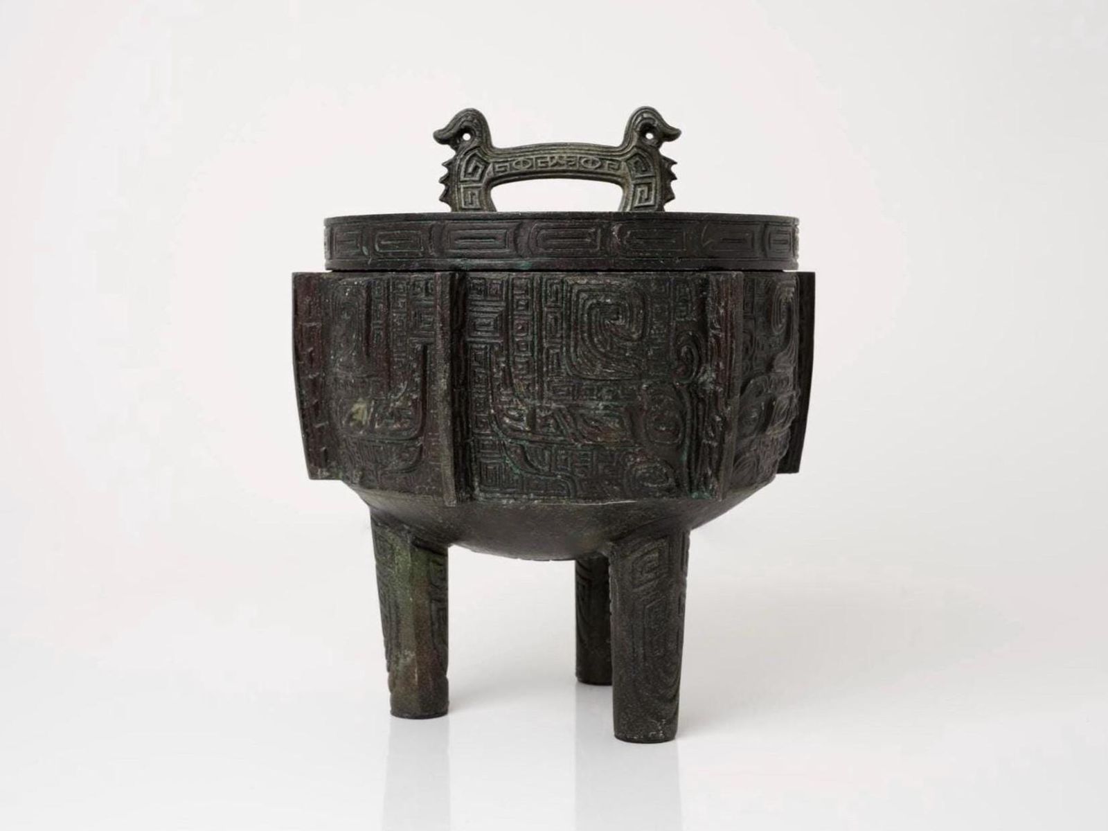 Large Asian Metal Ice Bucket | Vintage James Mont Style Ice Bucket | Bronze Home Decor