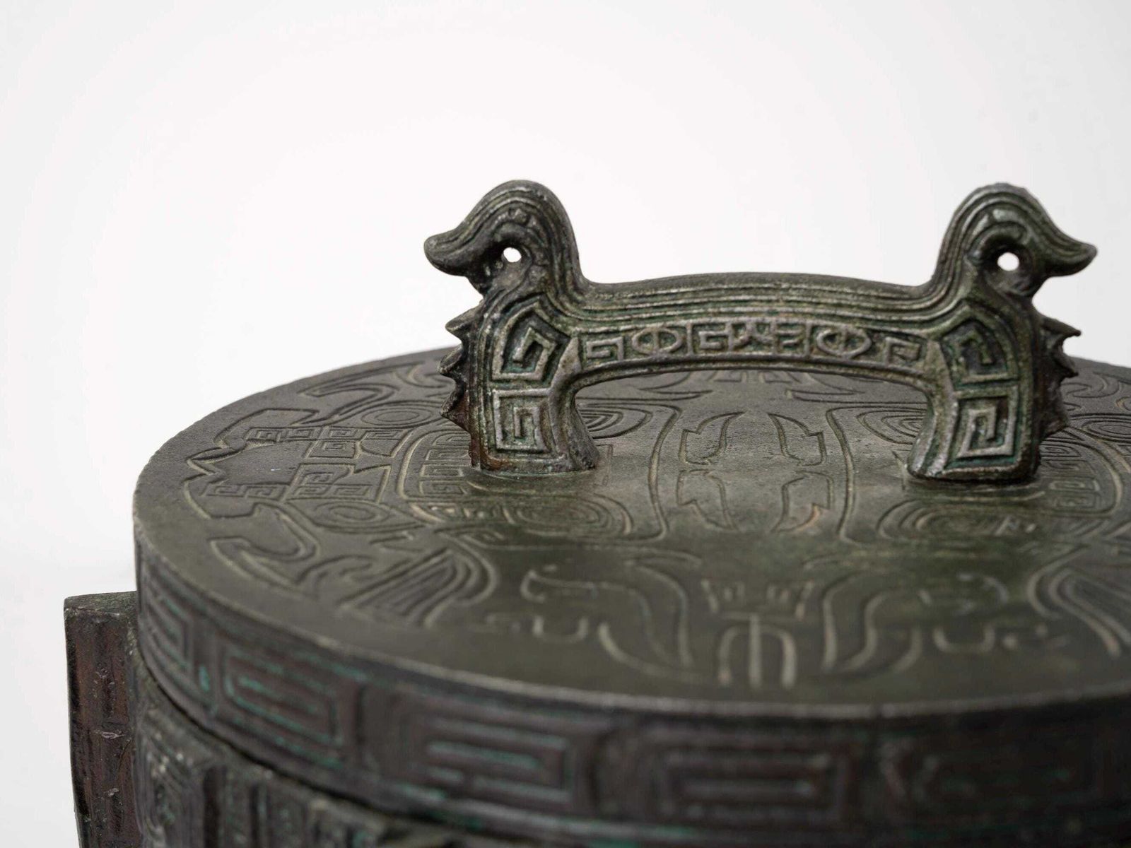 Large Asian Metal Ice Bucket | Vintage James Mont Style Ice Bucket | Bronze Home Decor photo Home Decor