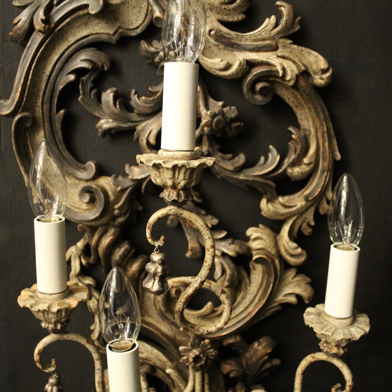 Florentine Silver Giltwood Antique Wall Lights photo for sale