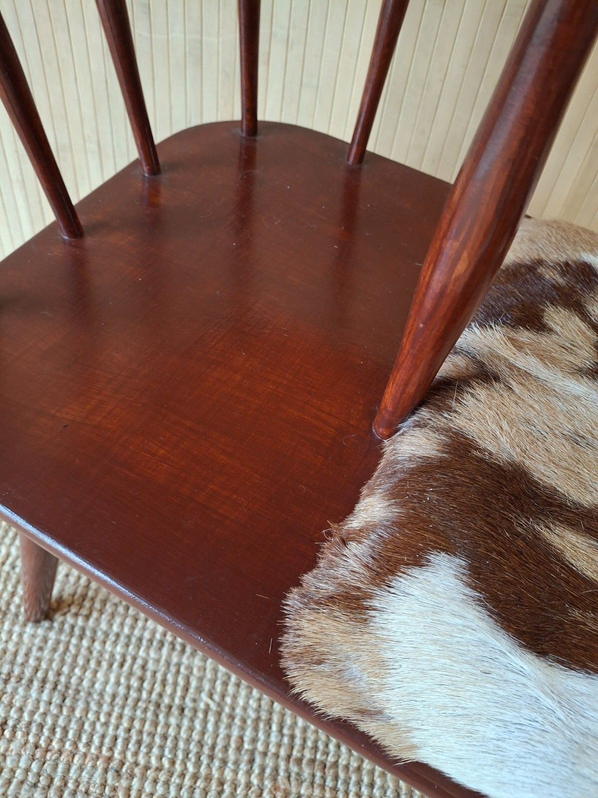 photo furniture Fab Vintage Chippy Heath Mid Century Teak Telephone Seat Hall Table Goatskin