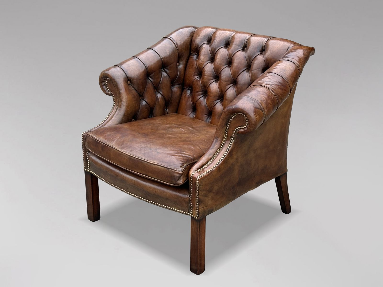 photo for sale 19th Century Brown Leather Club Armchair