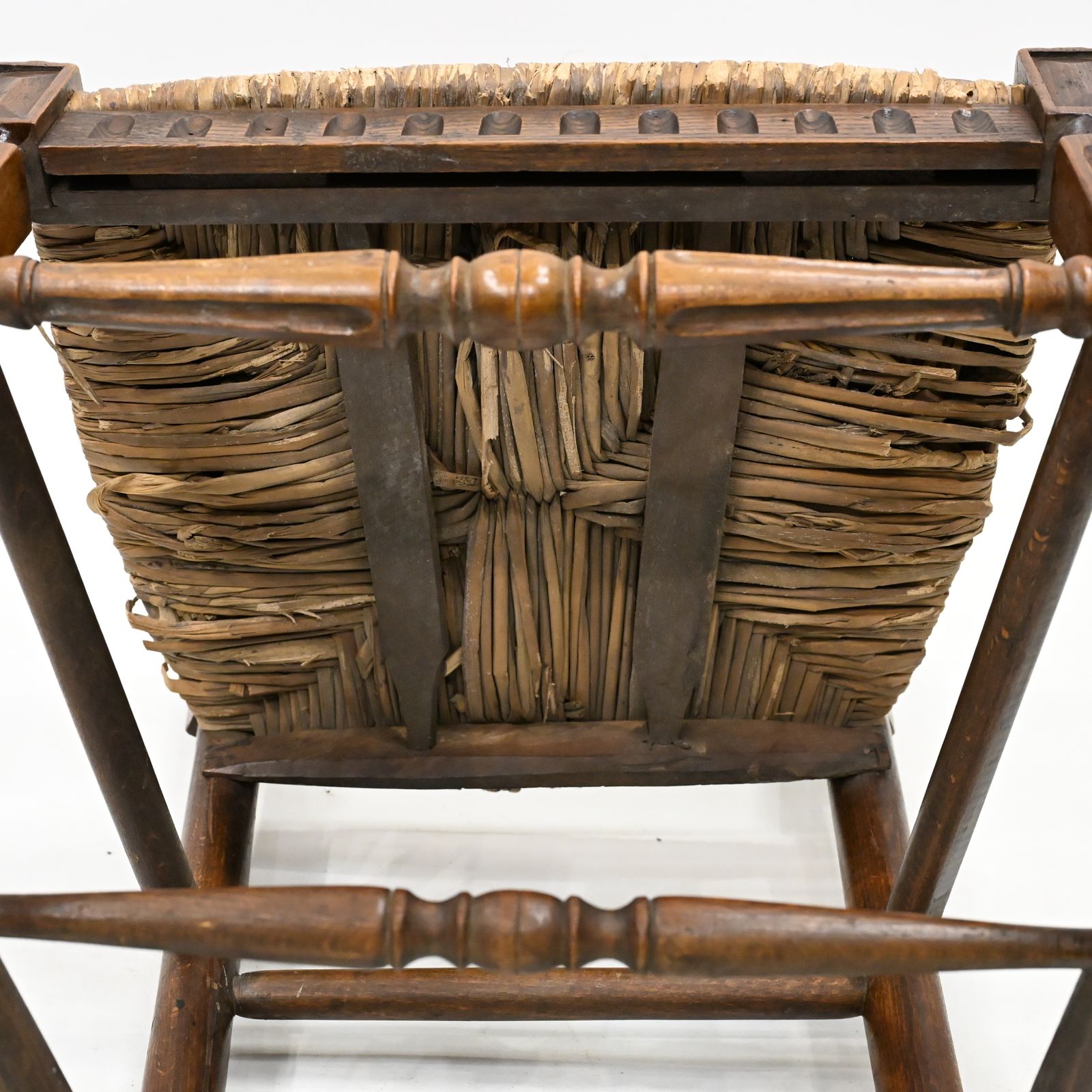 Set Of 7 Georgian Dining Chairs With Rush Seats Back Carvings Free Uk Delivery photo vintage