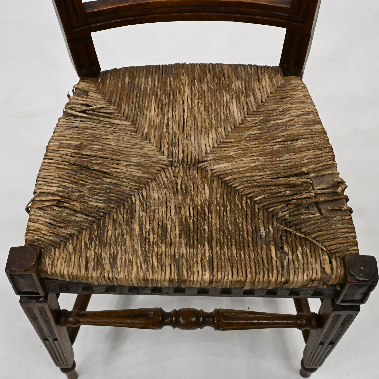 photo vintage Set Of 7 Georgian Dining Chairs With Rush Seats Back Carvings Free Uk Delivery