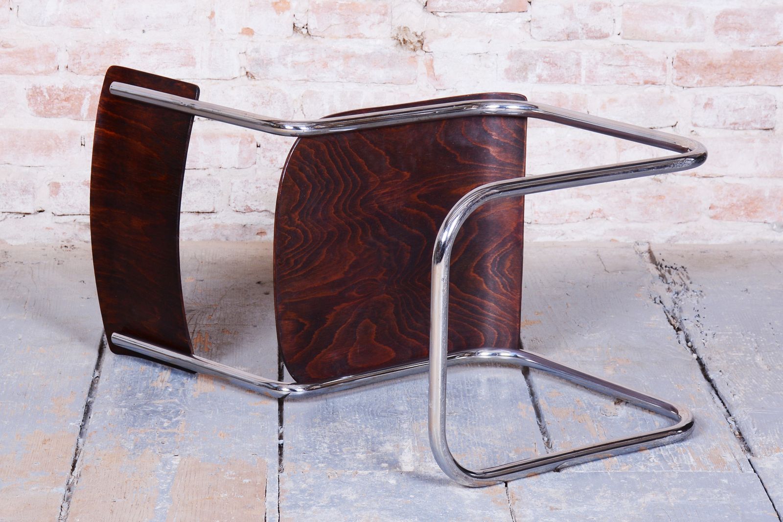 Furniture Restored Bauhaus Chair, By Mart Stam For R. Slezak, Beech, Chrome, Czech, 1920s photo