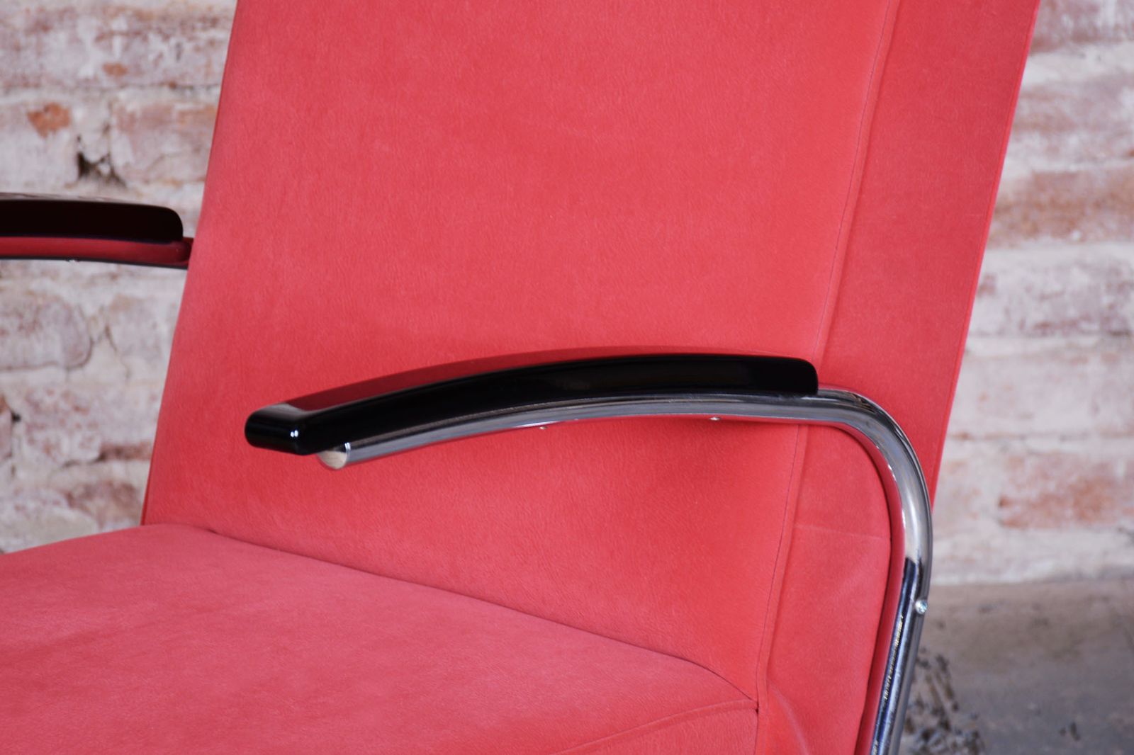 Restored Bauhaus Armchair, By W. Gispen, Mücke Melder, Chrome, Czech, 1930s photo vintage