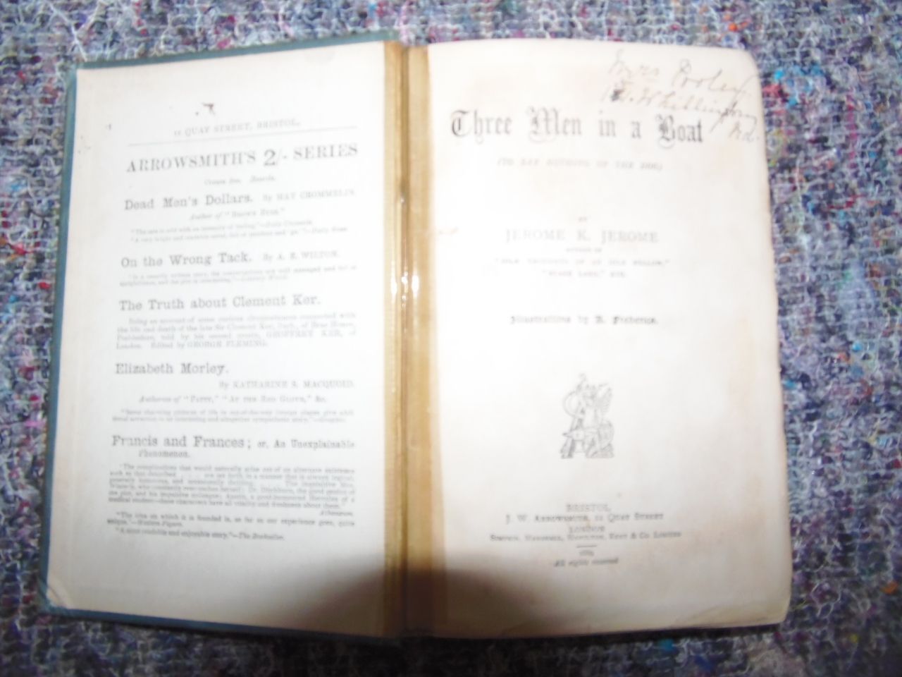Three Men In A Boat Book By Jerome K Jerome photo for sale