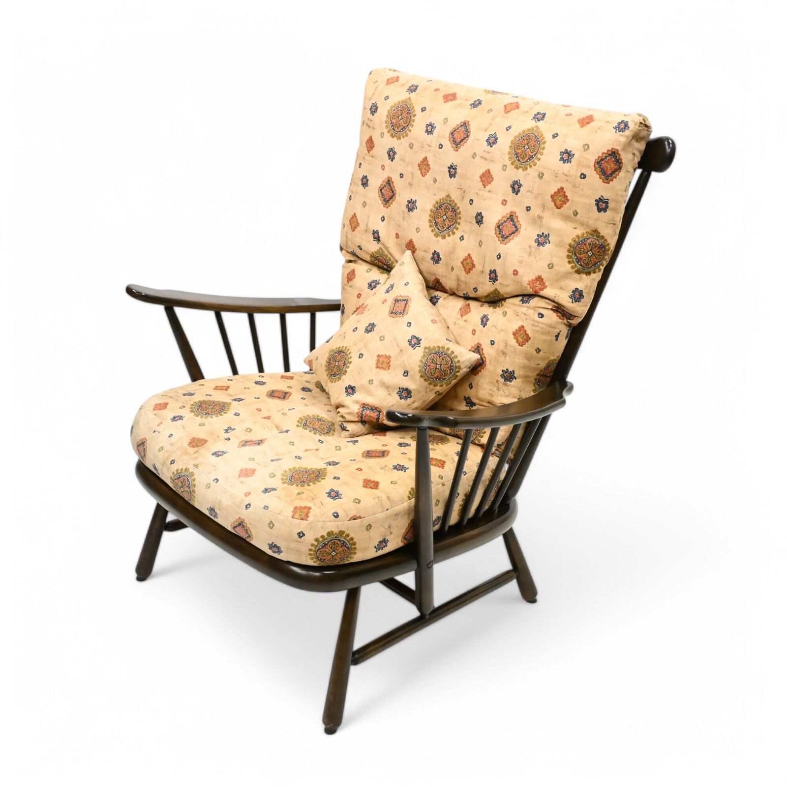 Ercol Easy Chair Armchair Dark Finish Original Upholstery Free Uk Delivery photo furniture