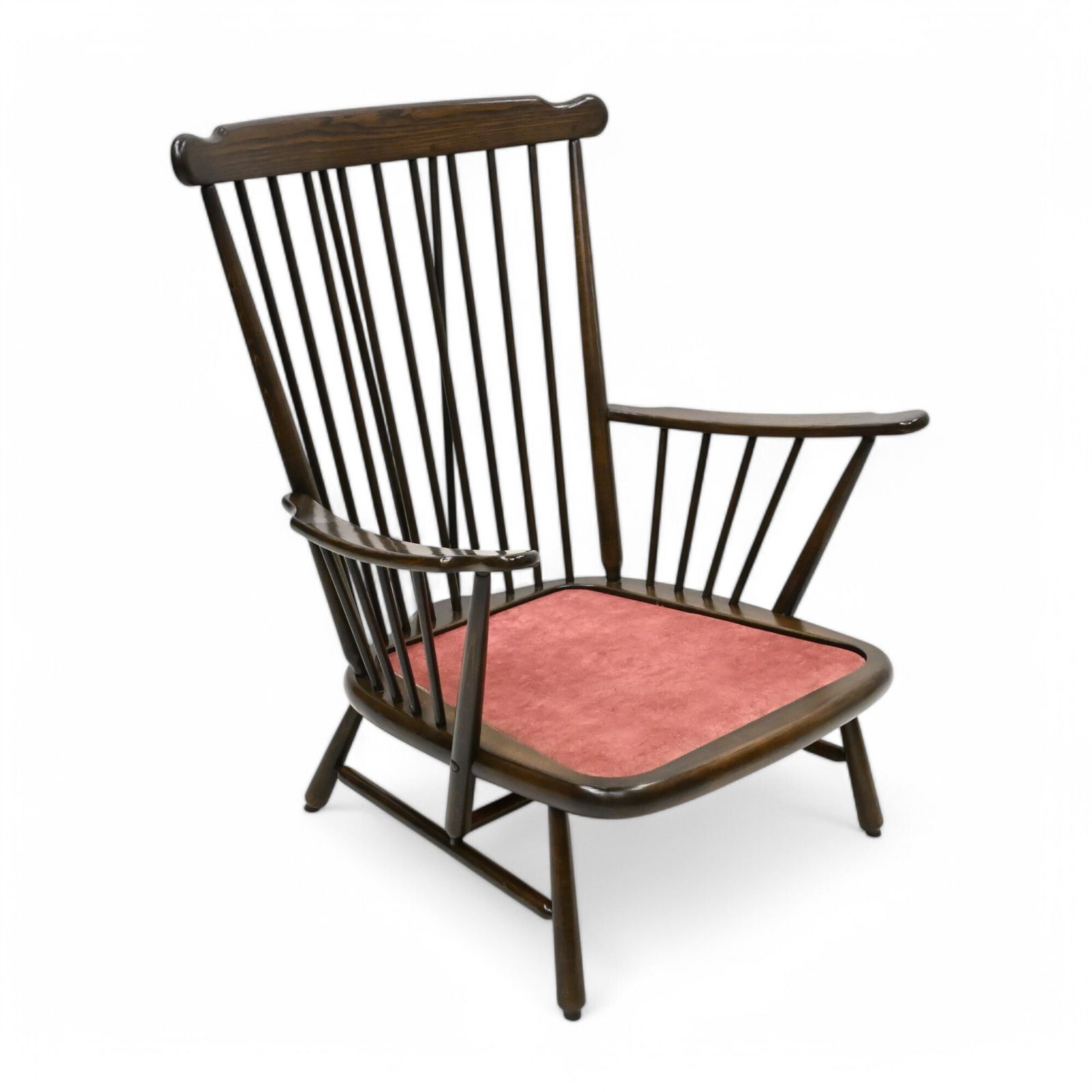 387.0 Ercol Easy Chair Armchair Dark Finish Original Upholstery Free Uk Delivery photo