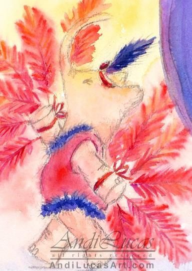 Elephant Fan Dancer Illustration Cute Original Watercolour Painting Andi J Lucas photo furniture