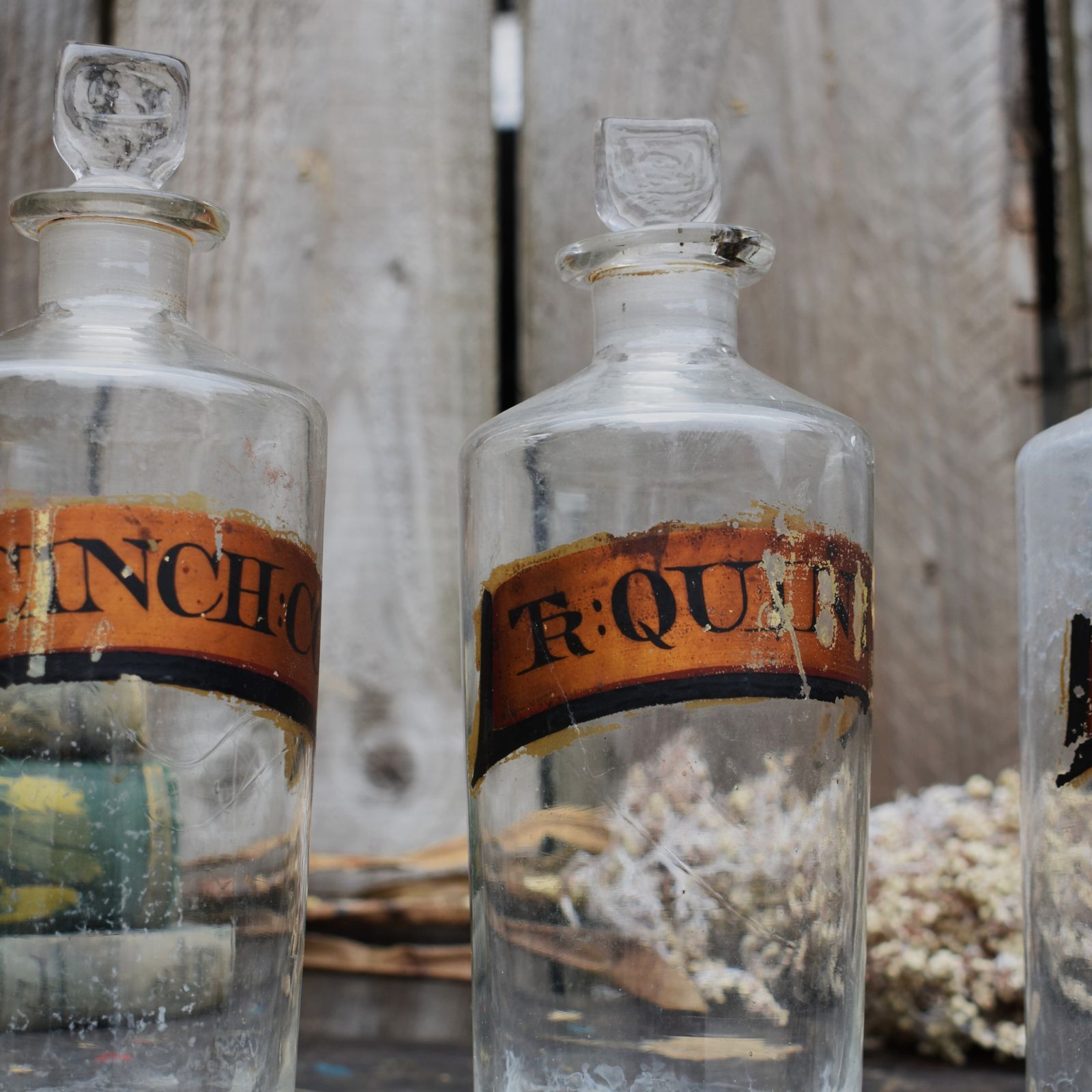 Antique Victorian Chemist Apothecary Tincture Hand Blown Pontil Bottle Set Of 4 photo vintage