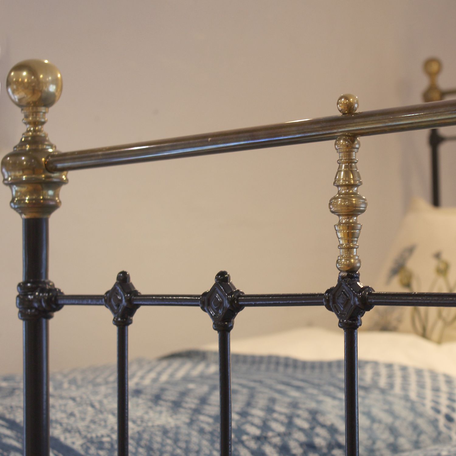 Matching Pair Of Black Antique Cast Iron And Brass Beds, Circa 1890 photo furniture