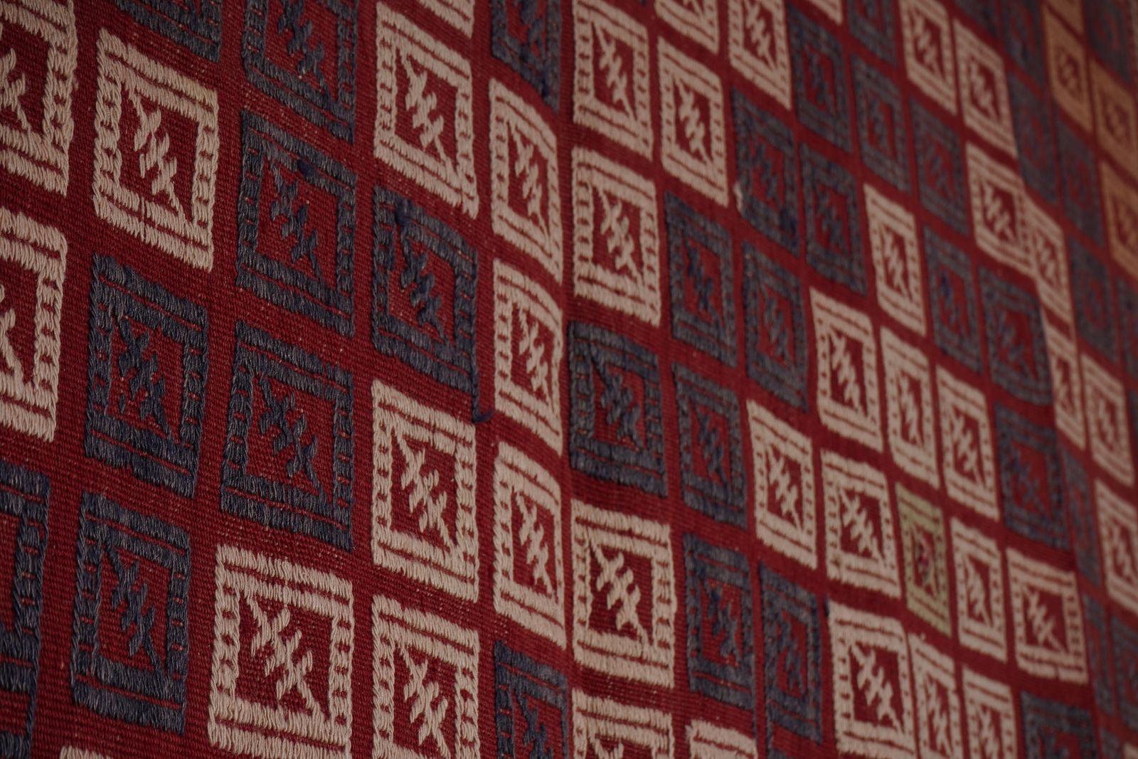 Mid Century Jajim Kilim Rug With Tribal Borders 4'9'' X 6'9'' photo vintage