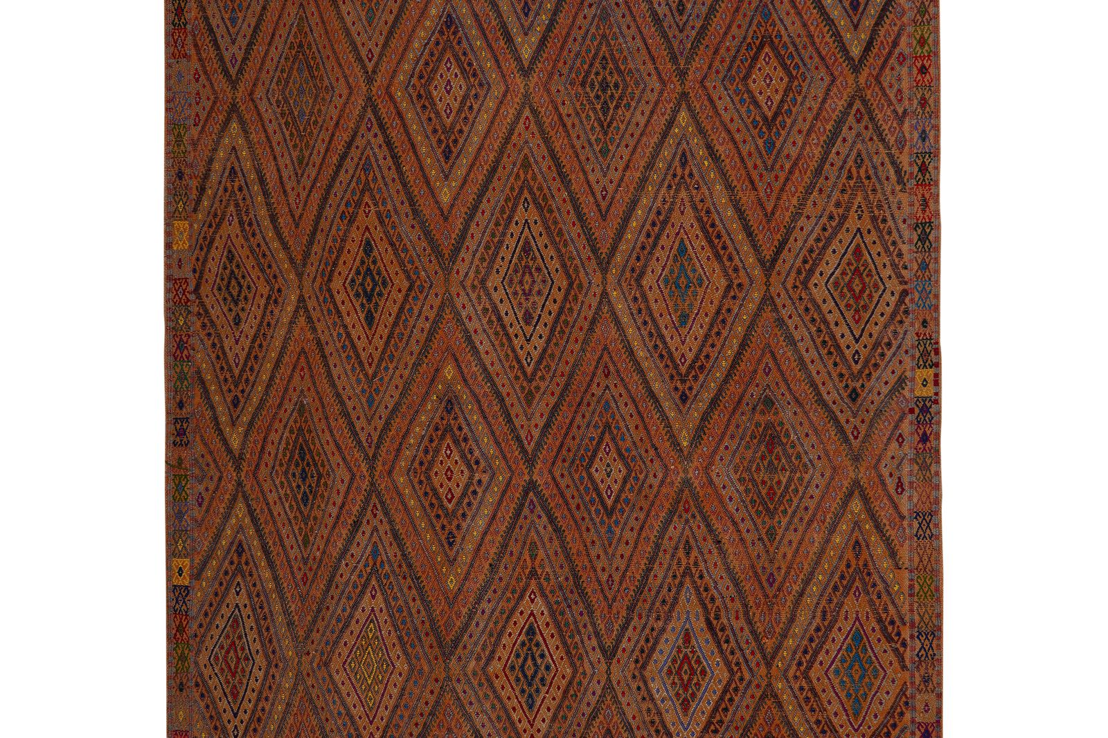 1960s Jajim Kilim With Bold Diamond Designs 5'4'' X 7'7'' photo for sale