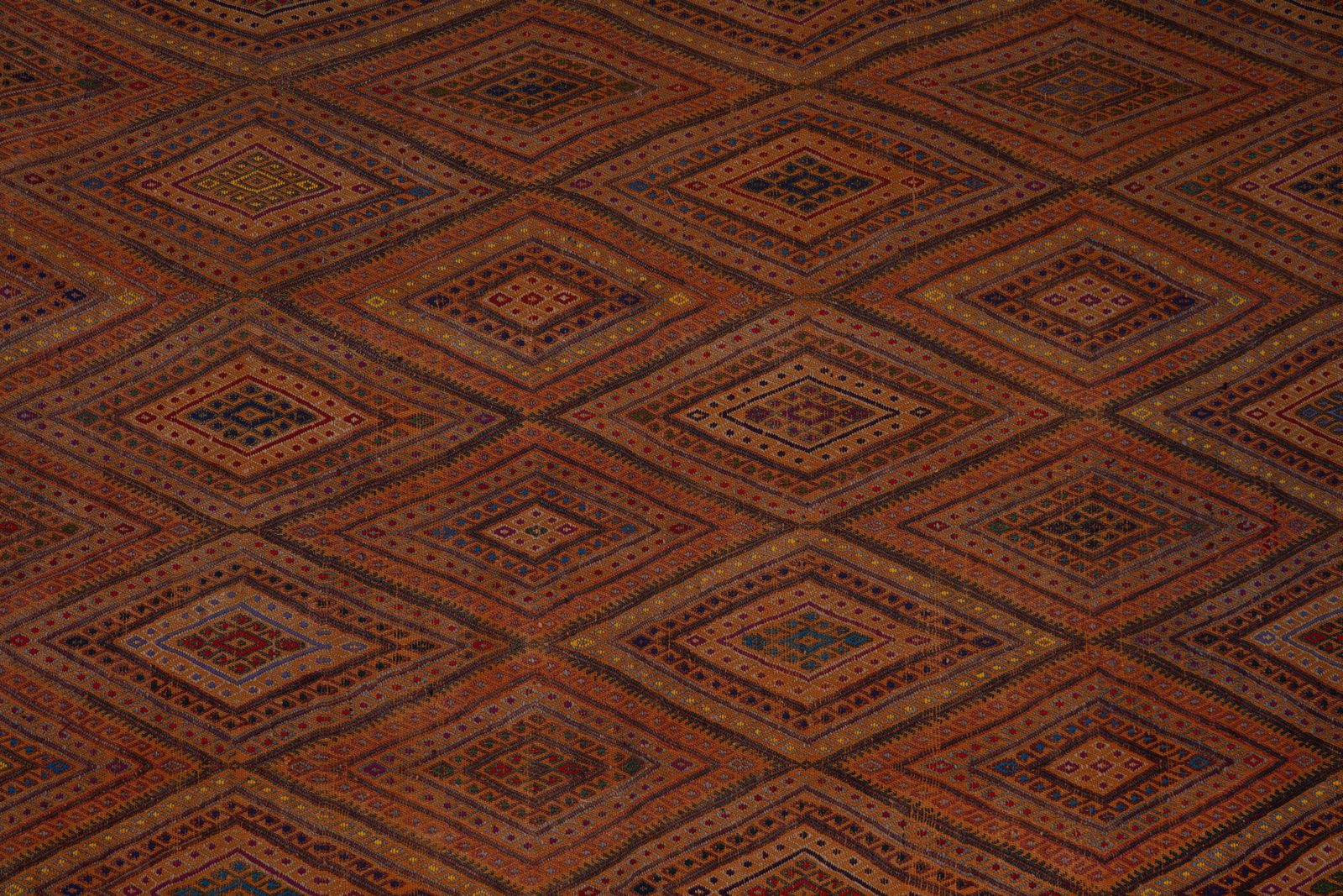 1960s Jajim Kilim With Bold Diamond Designs 5'4'' X 7'7'' photo Textiles