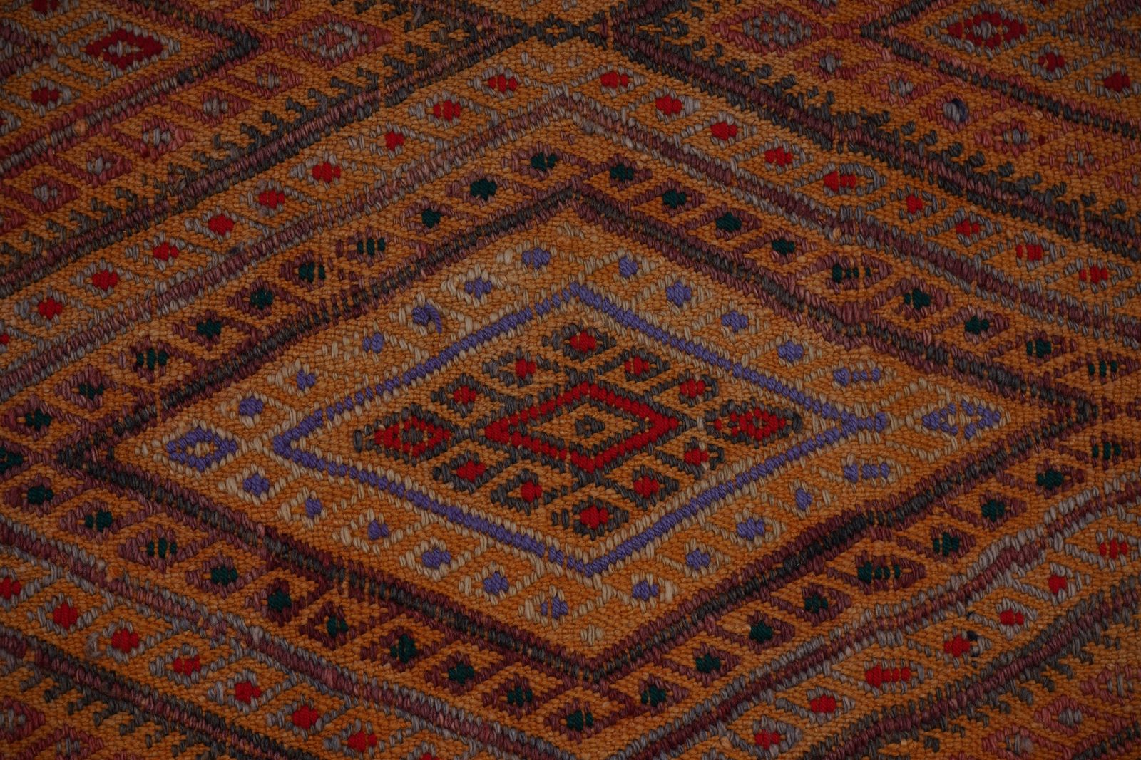 photo for sale 1960s Jajim Kilim With Bold Diamond Designs 5'4'' X 7'7''