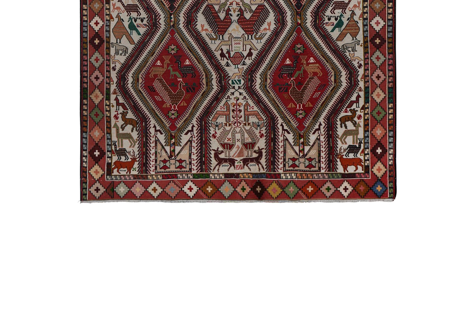 Vintage Animal Pattern Soumac Kilim Rug 6'2'' X 9'5'' photo for sale