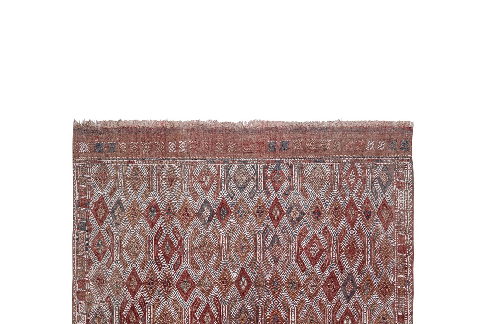 photo furniture Vintage Unusual Pattern Brick Red Jajim Kilim 5'8'' X 8'