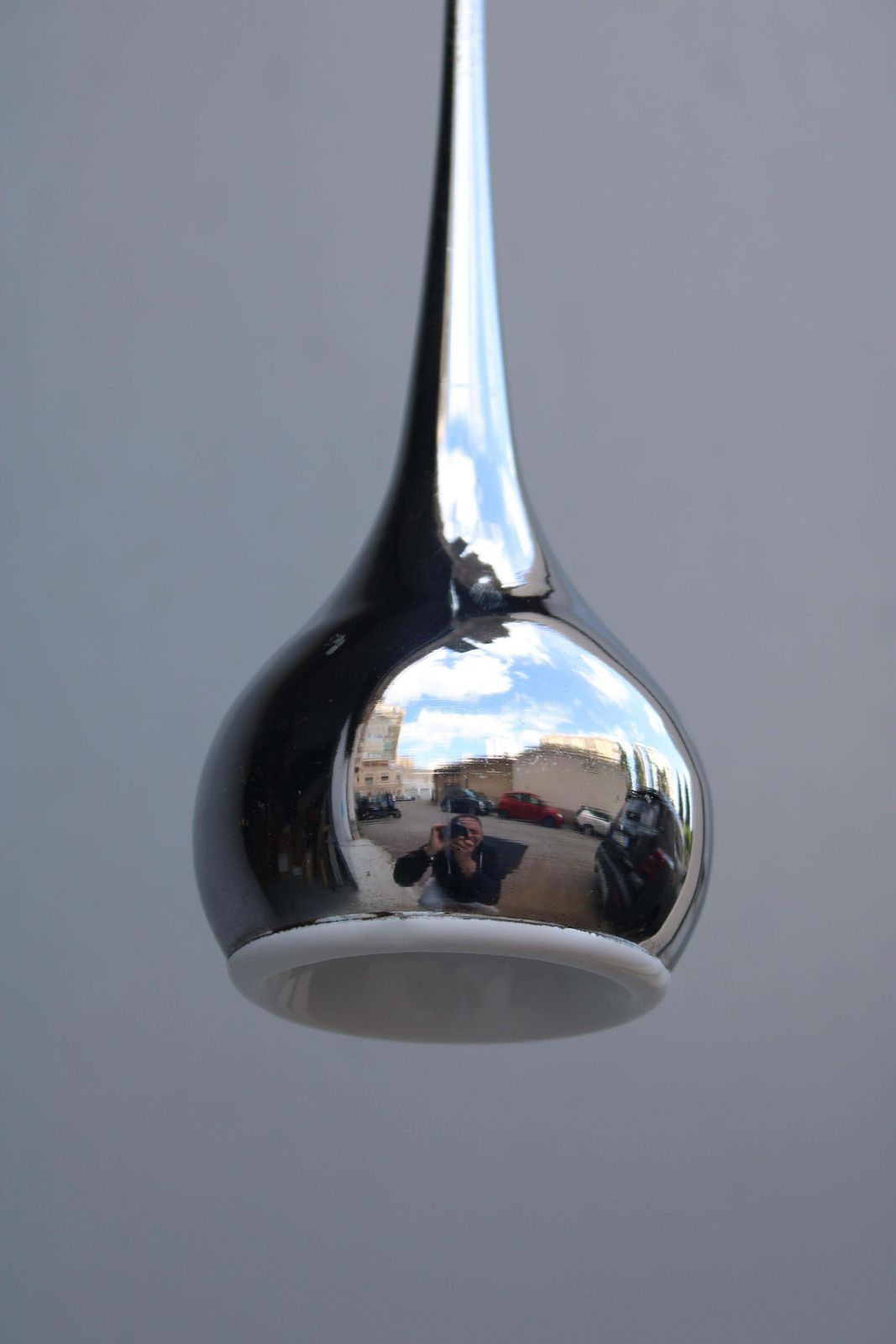 Minimal Trumpet Pendant Lamp Esoperia Italian Design 1970 Metal photo vintage