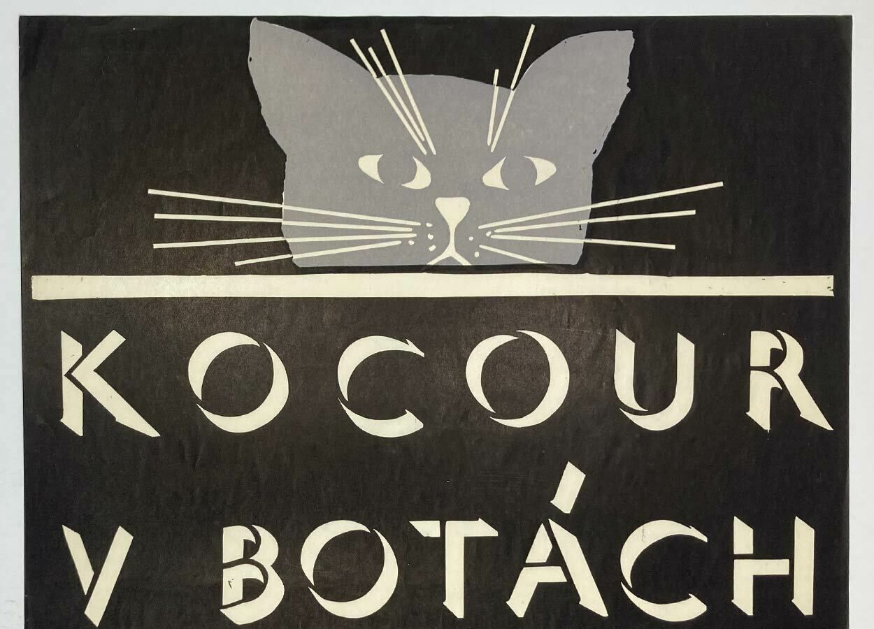 Original Movie Poster, Puss In Boots, Unknown Artist, 1970, Genuine Czech Vintage Print photo for sale