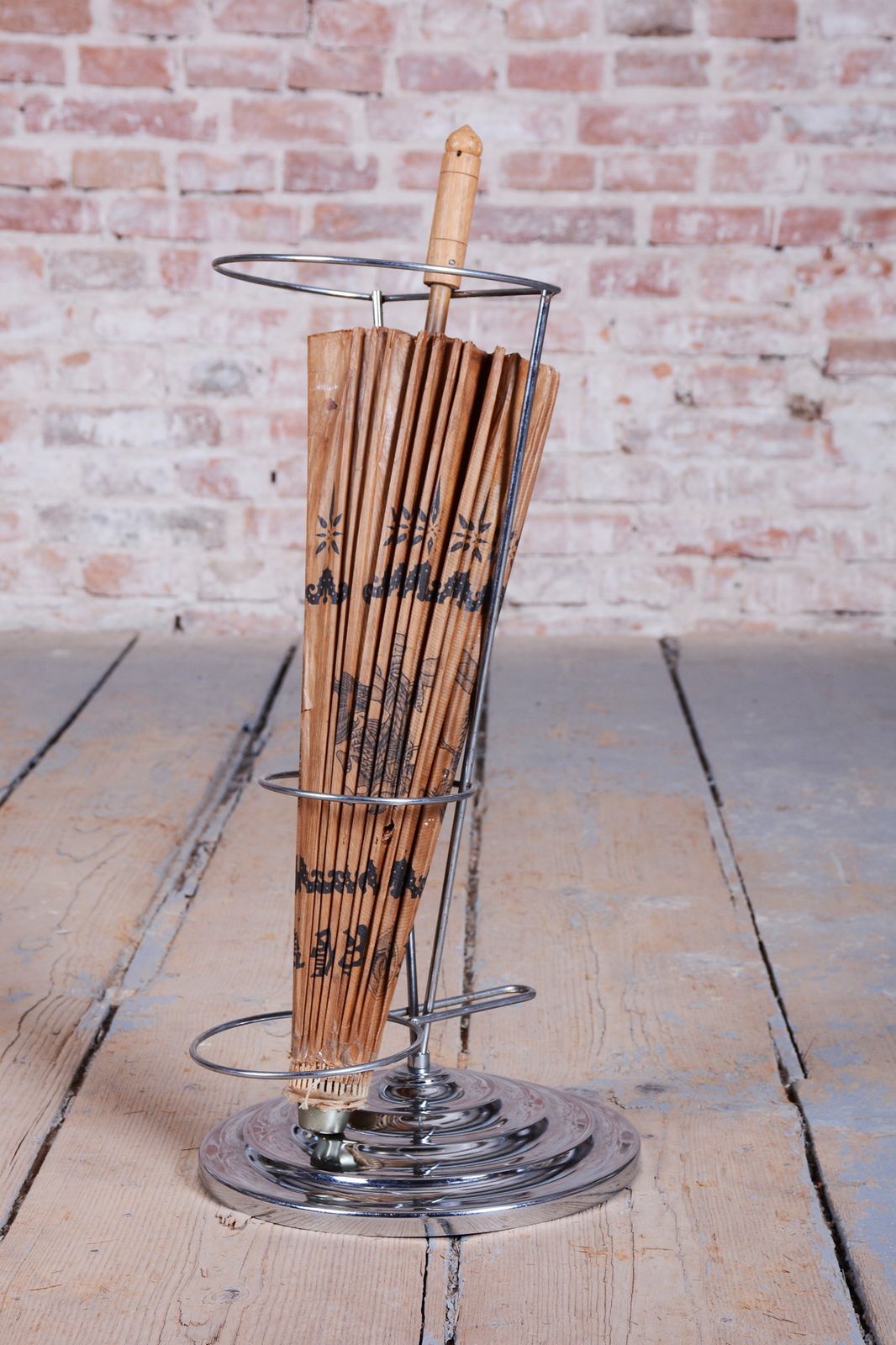 Original Bauhaus Umbrella Stand, Chrome Plated Steel, Germany, 1950s photo vinterior