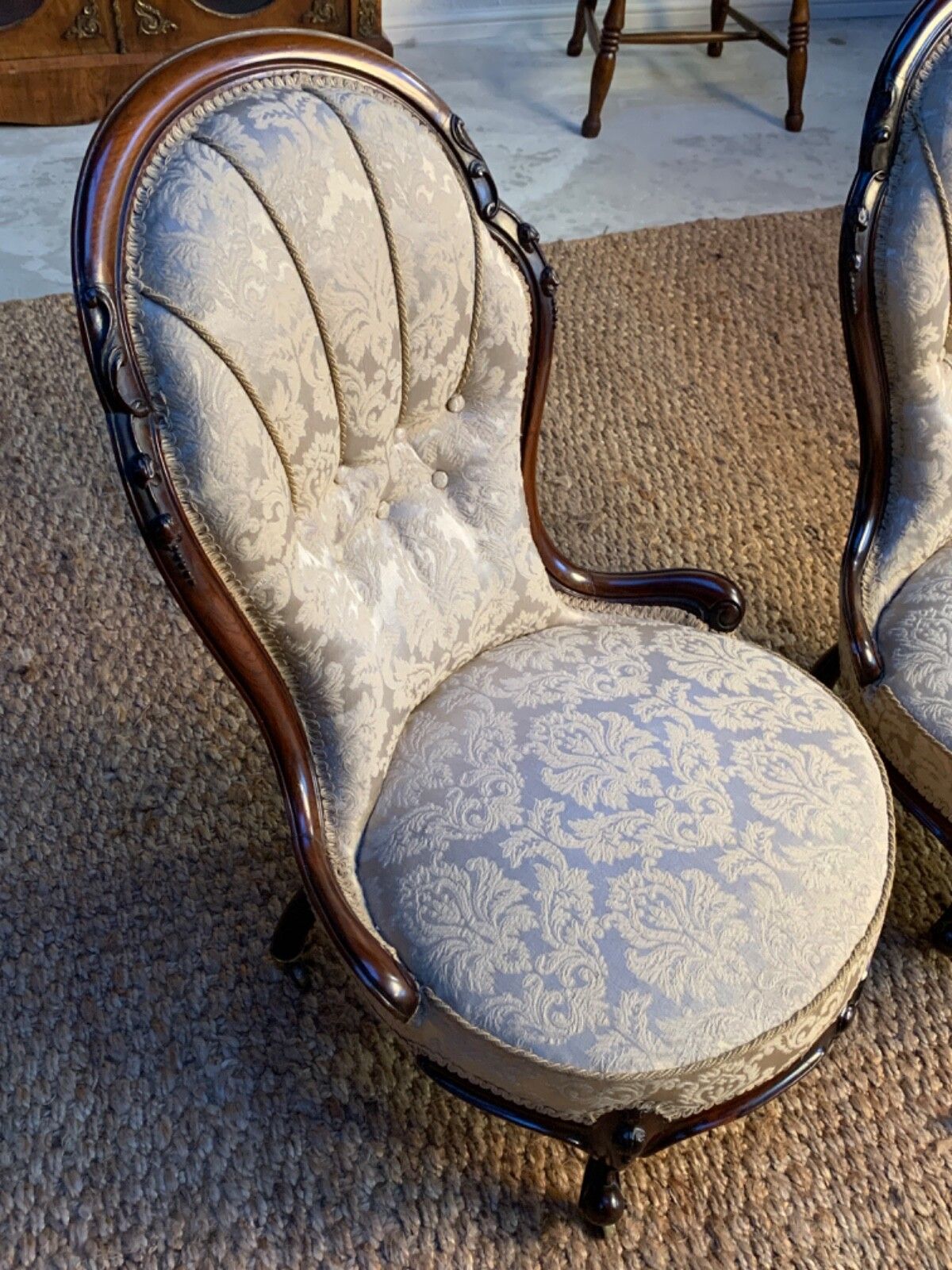 Antique Victorian Chairs Elegant Set Of Two Upholstered Chairs photo buy