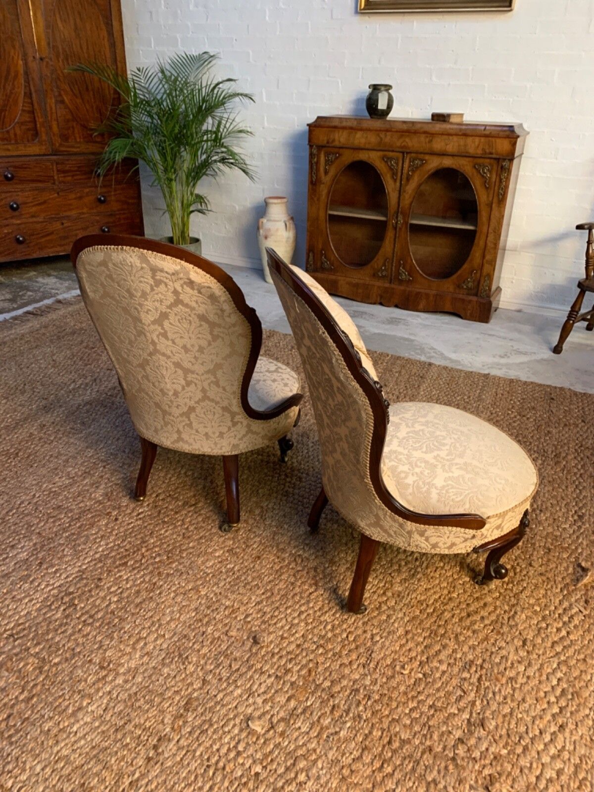 photo furniture Antique Victorian Chairs Elegant Set Of Two Upholstered Chairs