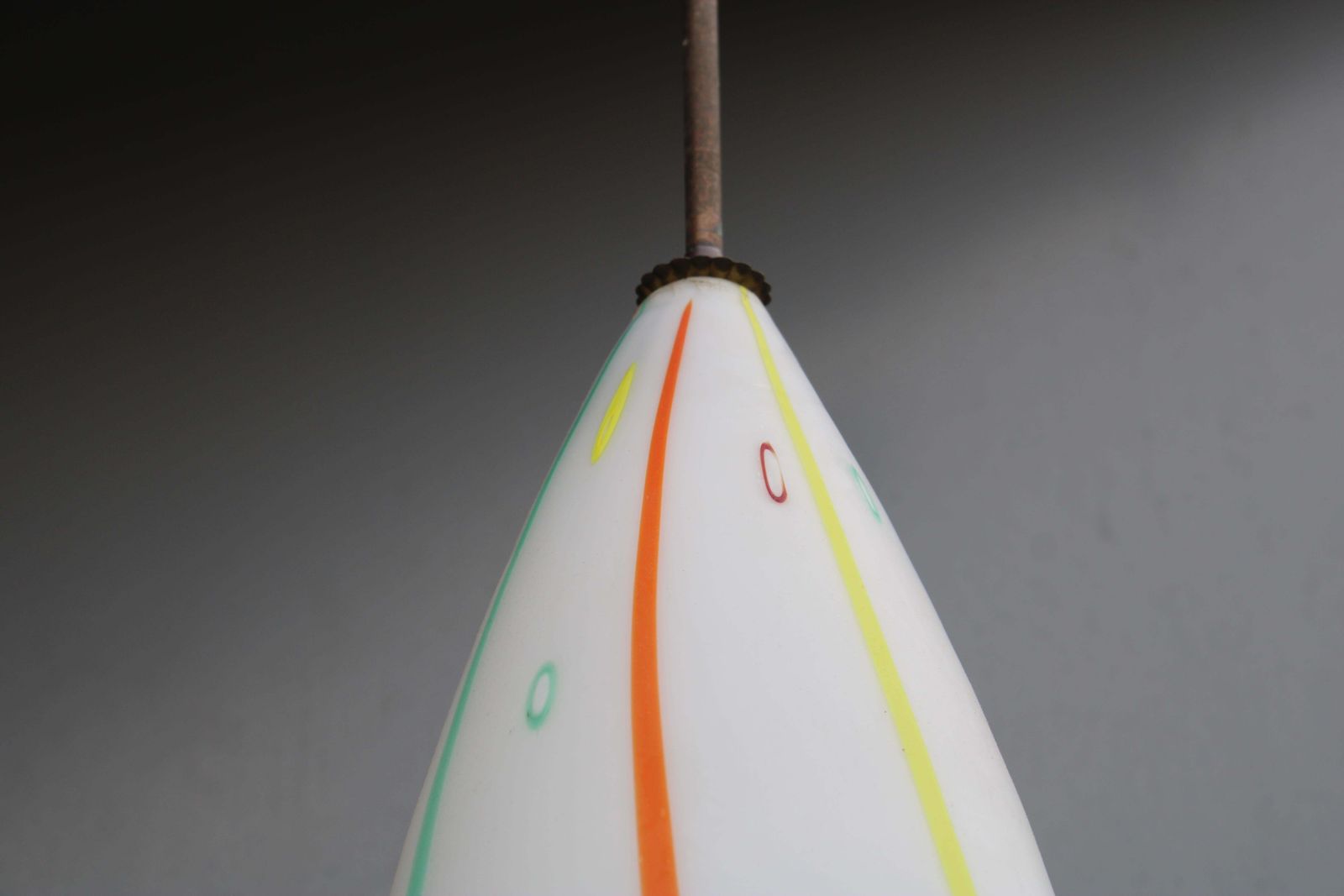photo for sale Vistosi Murano Glass Pendant Lamp With Brass Rod 1950