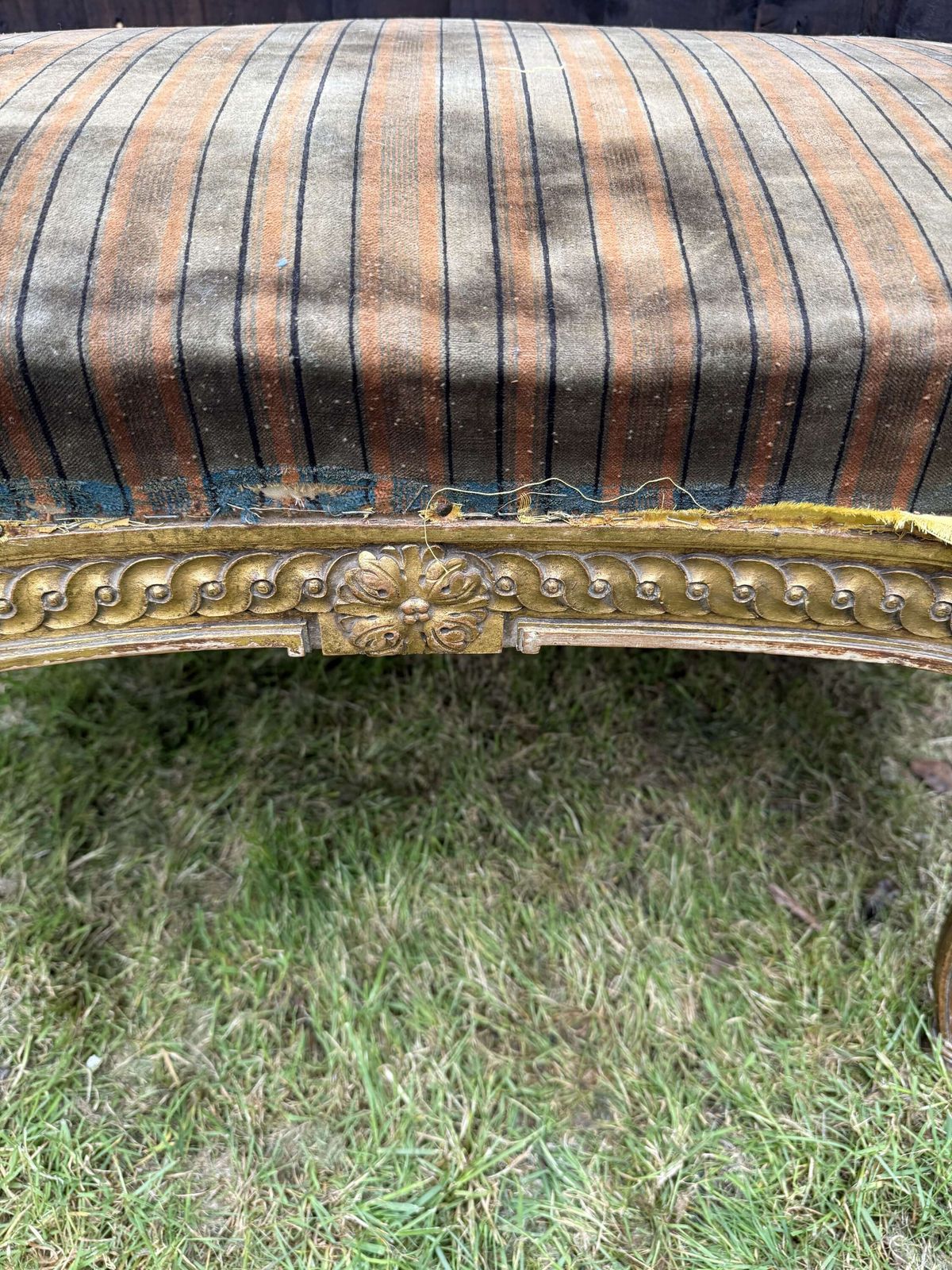 Louis XVI Style Gilt Wood Foot Stool photo for sale