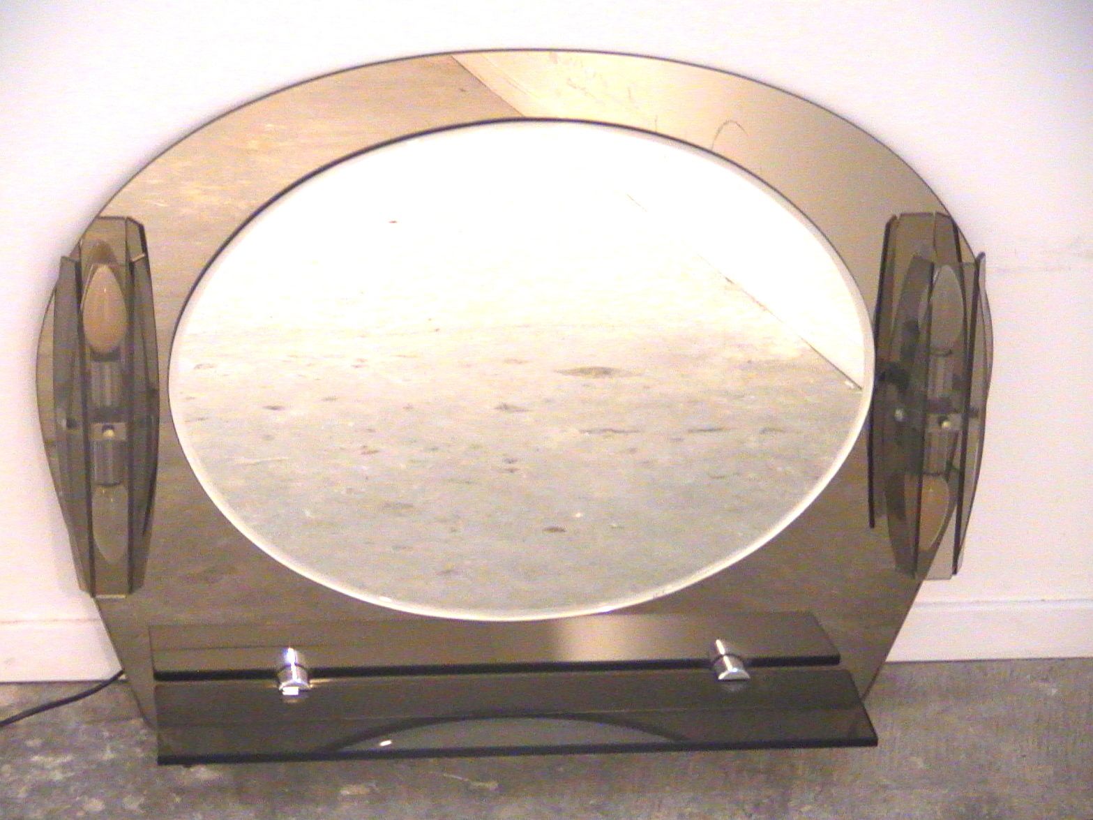 Mid Century Italian Mirror With Sconces & Console photo Home Decor