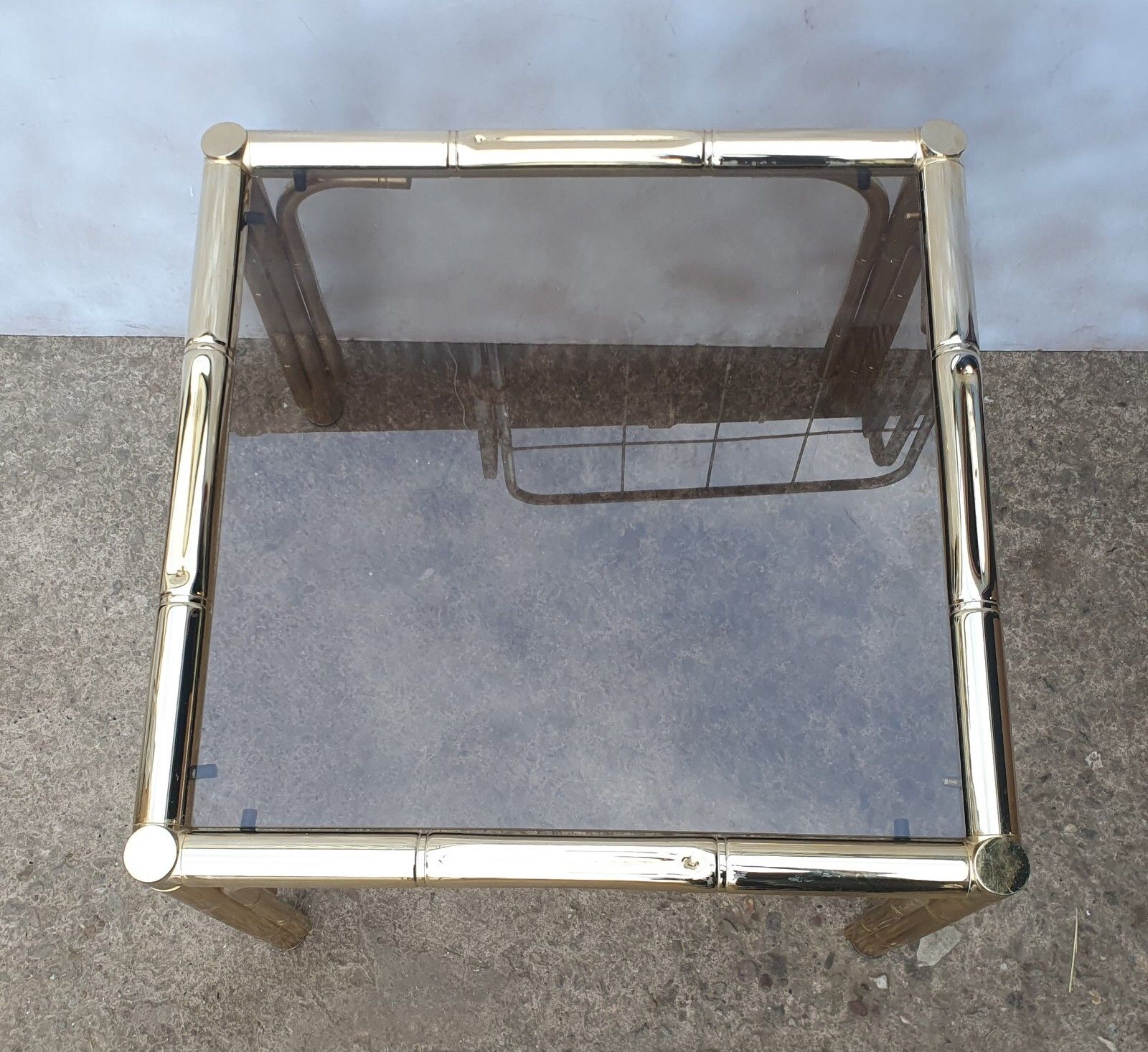 Vintage Mid Century French Glass And Brass Coffee Table / Lamp Table photo vinterior