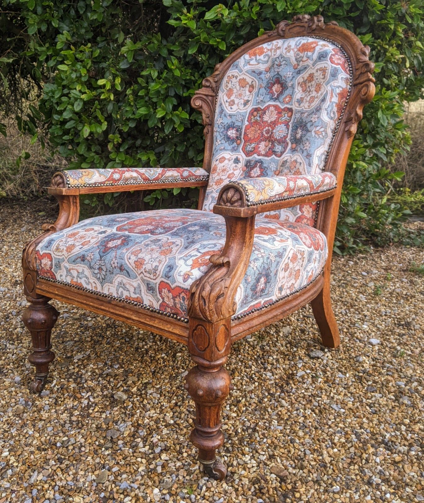 Good Large Oak Victorian Aesthetic Armchair photo for sale