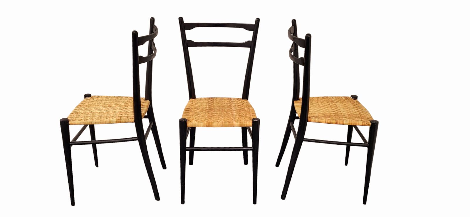 photo for sale Cane Chairs In The Style Of Gio Ponti, Set Of 3