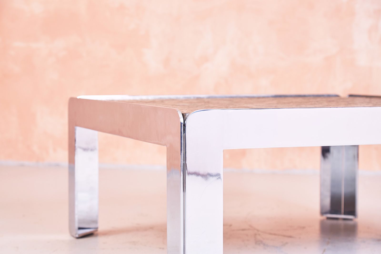 1960s French Chromed Steel And Slate Coffee Table photo Furniture